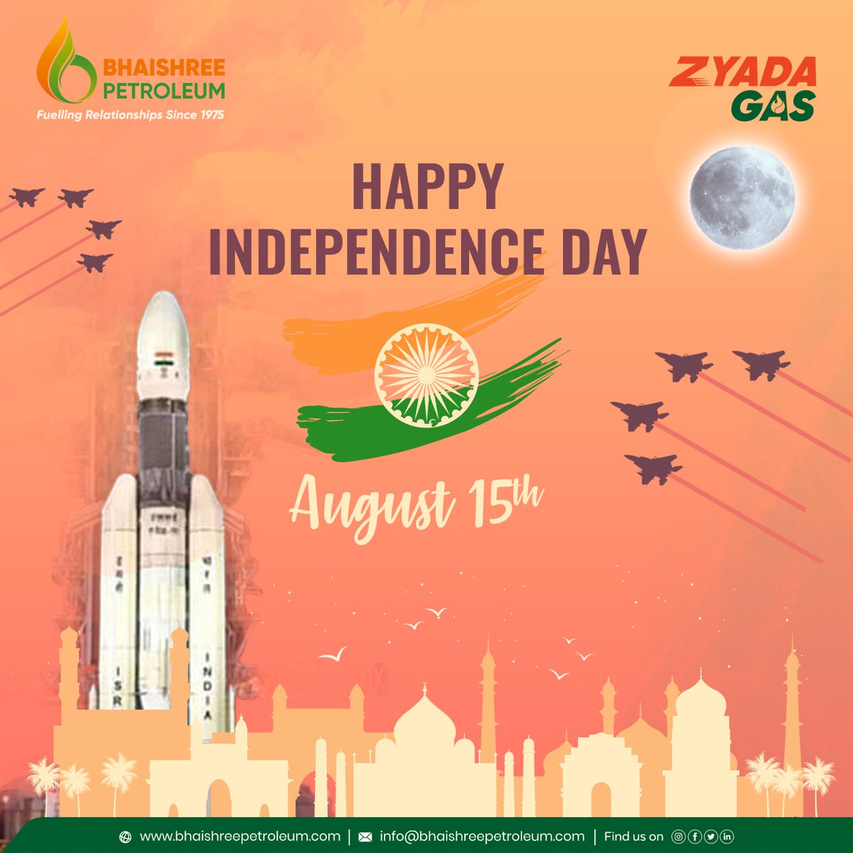 ZyadaGas's tweet photo. Saluting the indomitable spirit of those who laid down their lives for our independence. Jai Hind! Wishing you a proud Independence Day!
#bhaishreepetroleum #zyadagas #happyindependenceday2023 #bhaishreegroup #bplpackedlpg #bplbulklpg #AhmednagarNews #solapurnews #nandednews https://t.co/koIgkZmumR