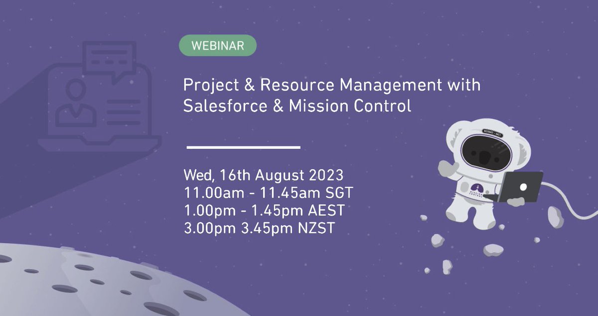 Our monthly Mission Control overview webinar is happening this Wednesday at 1pm AEST. The 30min session takes you on a flyover of our project management software and then lasers in on a few key features. To book head here > tinyurl.com/yx5kksdv #projectmanagement #salesforce