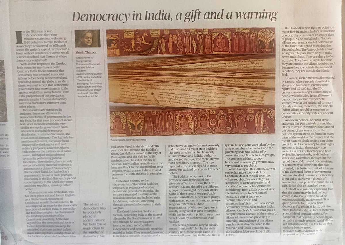 Democracy in India, a gift & a warning writes Shree @ShashiTharoor in a well articulated article in @the_hindu #indianindependenceday