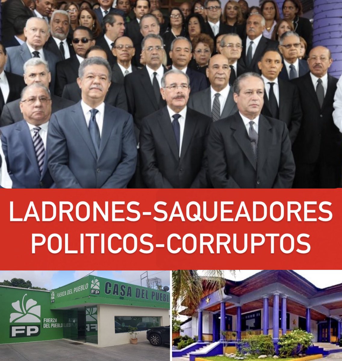 @PQDCenlinea Los del PLD y La Fuerza del Pueblo alquilan Guaguas. Las llenan de tigueres a 800 pesos y su respectivo galón de vino la fuerza TODO PARA HACER CRÉER QUE TIENEN GENTE 'CREAR PERCEPCIÓN' Juramentaciones falsas Son gente pagadas Sinvergüenzas CHARLATANES LADRONES SINVERGÜENZAS