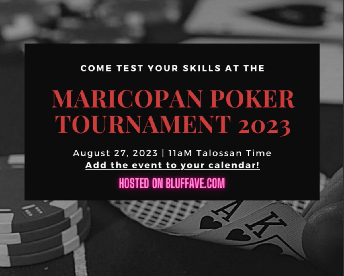 Talossa's tweet photo. Do you have a good poker face? 
Join in the fun for the Second Maricopan Poker Tournament! 27 August at 11AM Talossa (US Central) Time #talossa #poker https://t.co/rX49PWo3uZ