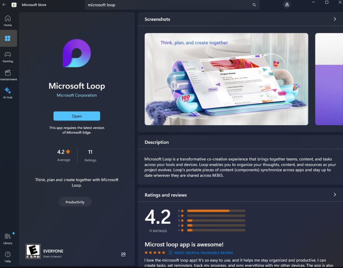 The @MicrosoftLoop app is now on the Windows store 🌈👀 Loop is one of my favorite new things to come out in the #Microsoft365 suite. Unparallel collaboration and sharing across the whole MS ecosystem. 🎓