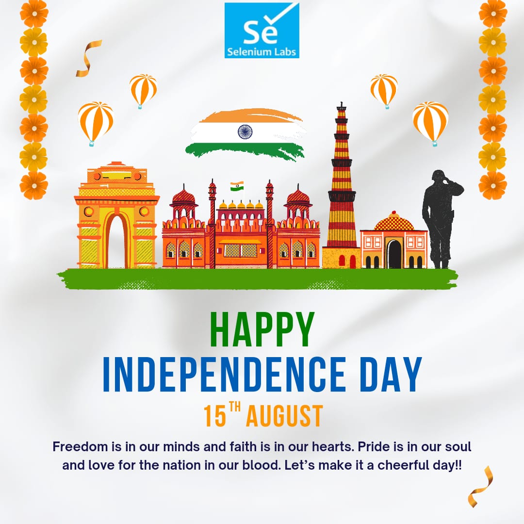 selenium_labs's tweet image. On this special day, we remember the beginning of our nation, built on strength and bravery.Happy Independence Day 2023! Jai Hind!
Selenium Labs