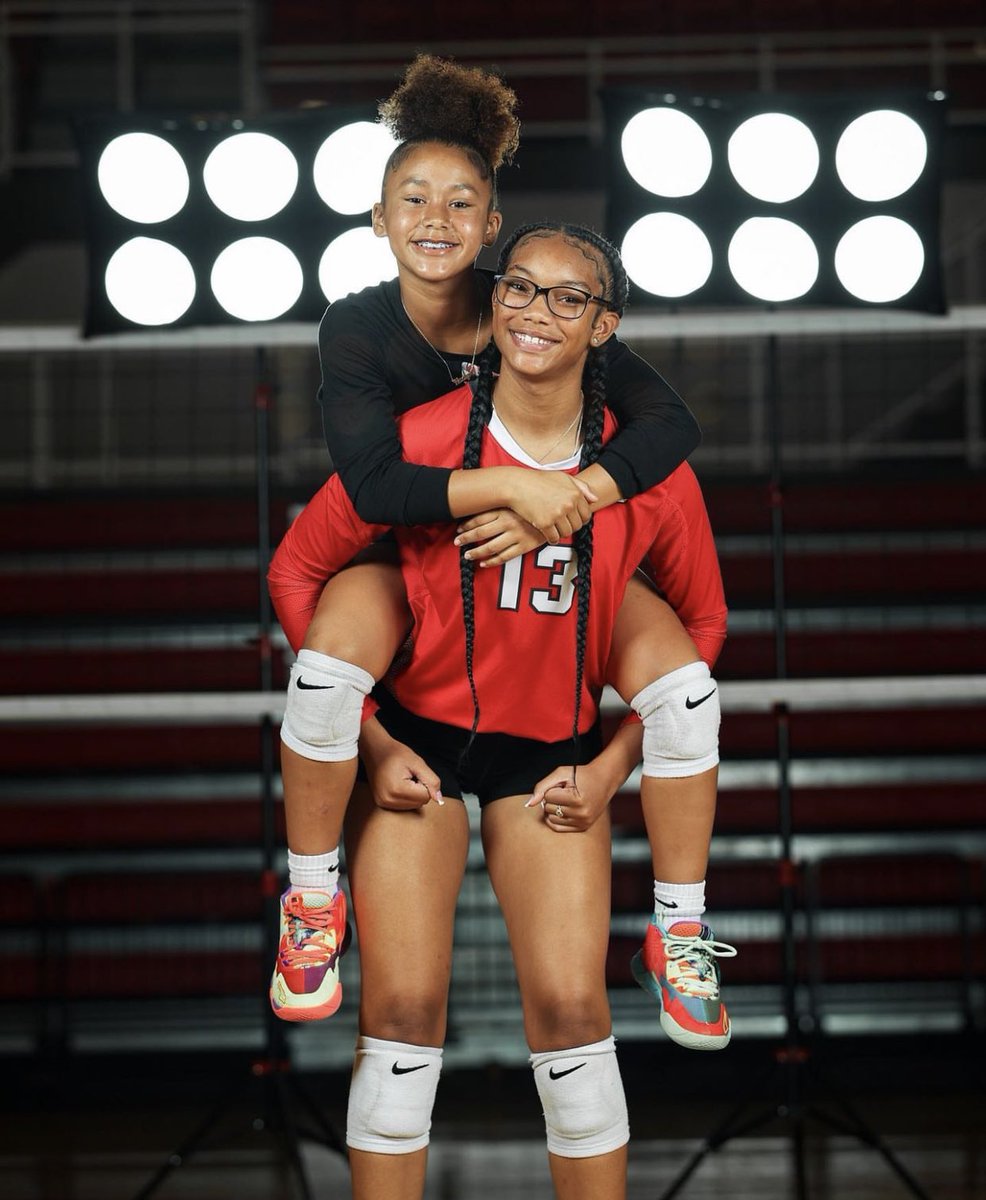 cahsvolley's tweet photo. Come watch this duo and the rest of the Lady Titans as we take on Mount St Mary tomorrow night! Student section theme: Wear Camo! https://t.co/8T24pyFjqF