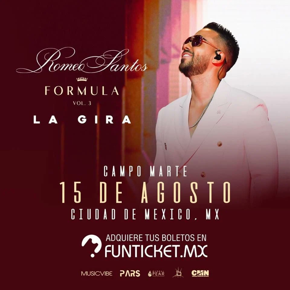 Cinemaniaticos1's tweet photo. Cinéfilos!! Solo paso a recordarle que mañana inicia los conciertos programados de #RomeoSantos en #CampoMarte como parte de su #FormulaVol1 #LaGira. 😍🤯
¿Tienen sus boletos? 🔥
@Musicvibe_mx @Funticketmx @RomeoSantosPage https://t.co/SAQ2t9Ms8V
