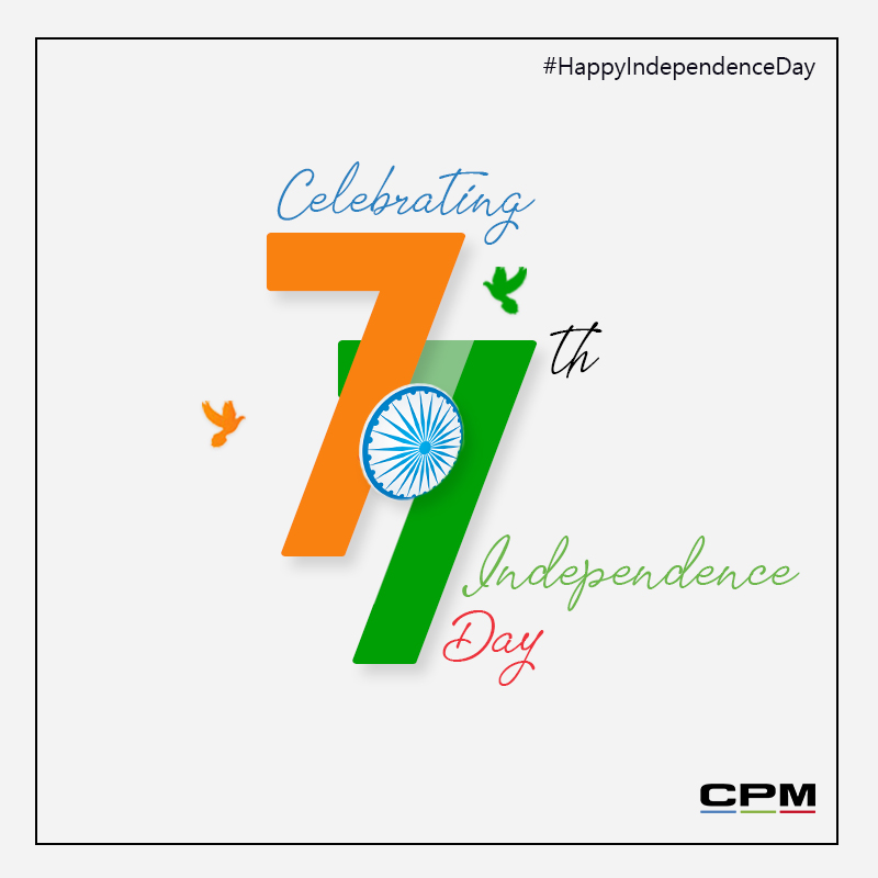 CPMIndiaSM's tweet photo. CPM India wishes you all a proud and joyous Independence Day! Let the spirit of freedom and unity soar high, empowering us to build a brighter, prosperous, and inclusive India #IndependenceDay #JaiHind #ProudToBeIndian #CPMIndia #77YearsOfFreedom" https://t.co/9Vtt9oSv4v