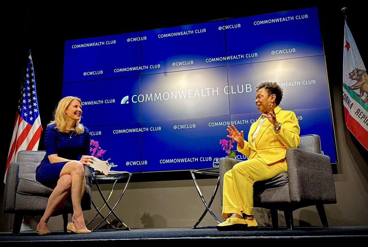 Front row tonight at the <a href="/cwclub/">Commonwealth Club World Affairs of California</a> watching <a href="/ConstitutionMel/">Melissa Caen Explains</a> asking great questions to @BarbaraLeeForCA about her run for Senate. Interesting Q&amp;A about term limits…