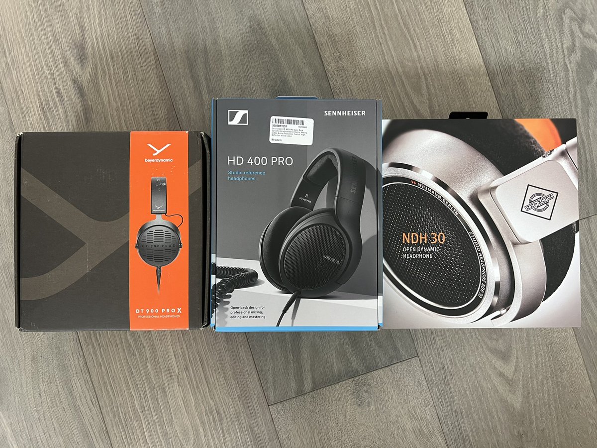 djepic's tweet photo. Open-back Studio Headphones shootout for all your gear nerds out there! @beyerdynamic DT900 PRO X vs @Sennheiser HD400 PRO vs @NeumannBerlin NDH 30 https://t.co/KfVvuLNbtW