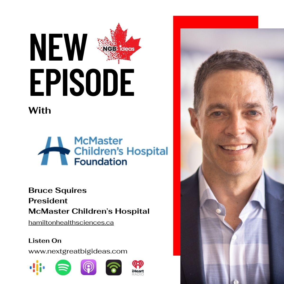 NGBideas 🇨🇦 (@ngbideas) on Twitter photo A new episode of @NGBIdeas drops tomorrow morning with <a href="/BrucePSquires/">Bruce Squires</a>, President <a href="/mch_childrens/">McMaster Children's Hospital</a> <a href="/HamHealthSci/">Hamilton Health Sciences</a>. Listen via ngbideas.podbean.com or wherever you get your #podcasts.
#ngbideas #ngbi #lifesciences #biotech #mackids #HamHealth #hhsf #medtech A new episode of @NGBIdeas drops tomorrow morning with <a href="/BrucePSquires/">Bruce Squires</a>, President <a href="/mch_childrens/">McMaster Children's Hospital</a> <a href="/HamHealthSci/">Hamilton Health Sciences</a>. Listen via ngbideas.podbean.com or wherever you get your #podcasts.
#ngbideas #ngbi #lifesciences #biotech #mackids #HamHealth #hhsf #medtech