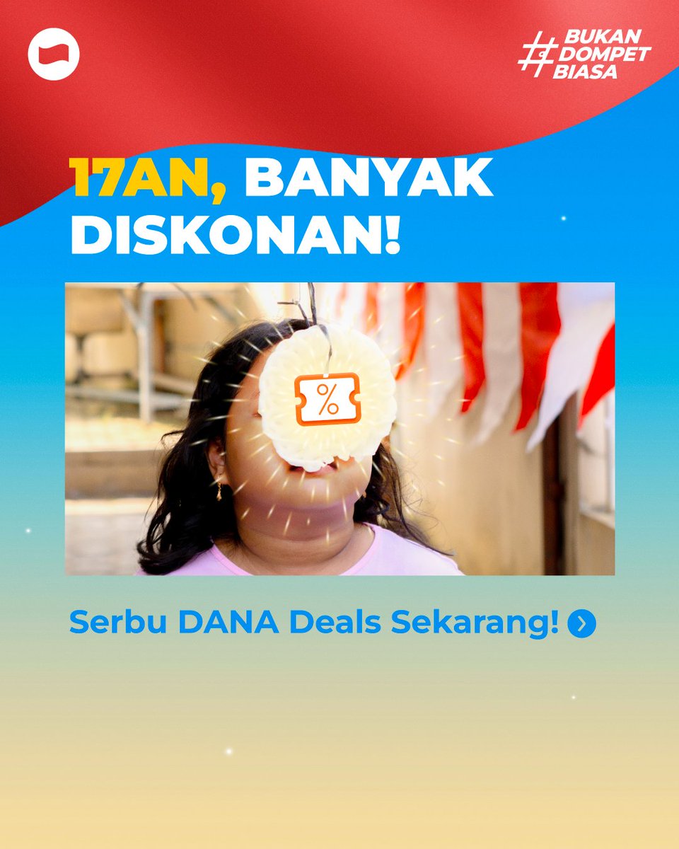 danawallet's tweet photo. Siapa yang suka cari diskon Agustusan? Nihh, DANA kasih dehh diskon spesial 17an! Merchantnya ada banyak lhoo, yuk share ke tementemen kamu yang lagi cari promo jugaa 🤩🇮🇩

#DANAgustusan https://t.co/ECG0hOsR0c