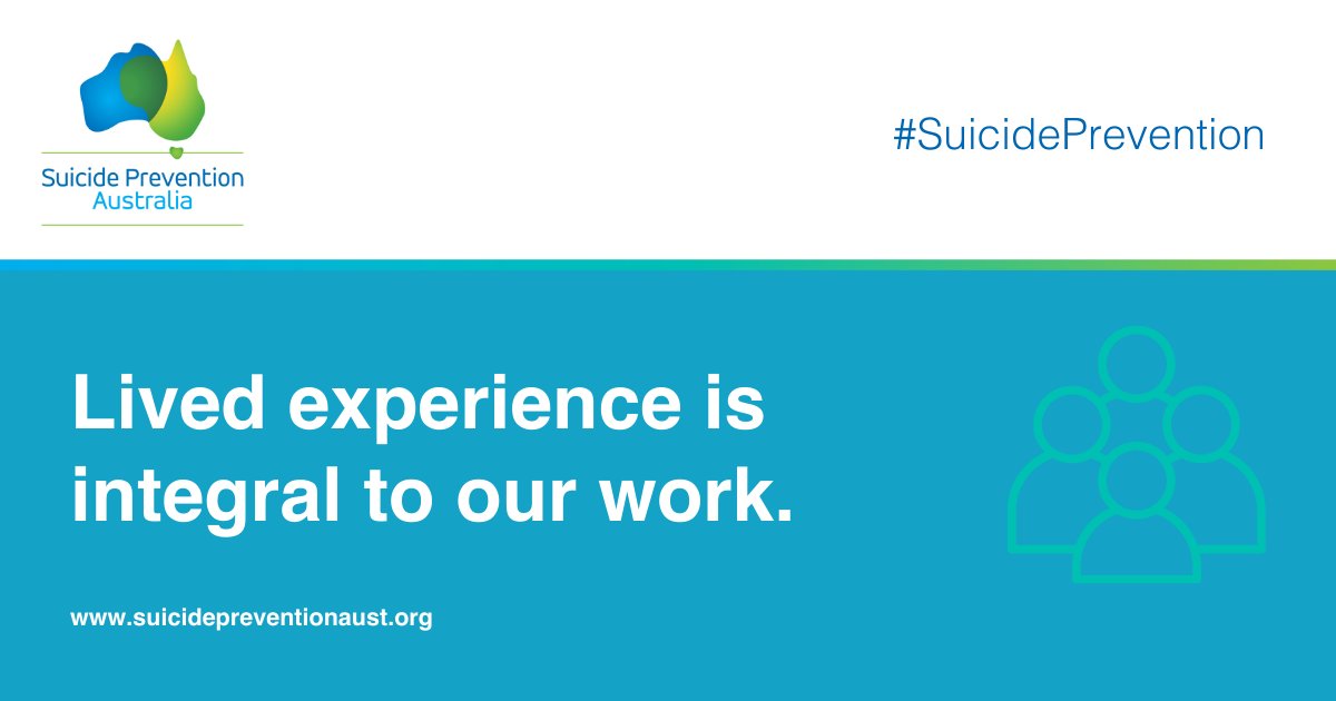 SuicidePrevAU's tweet photo. #Livedexperience is integral to our work at Suicide Prevention Australia. Our Lived Experience Panel includes 19 people across Australia. Their knowledge and insight is critical in all aspects of suicide prevention policy, practice &amp; research.

Learn more https://t.co/b4XDbFLlYh https://t.co/2KgV5iAlGj