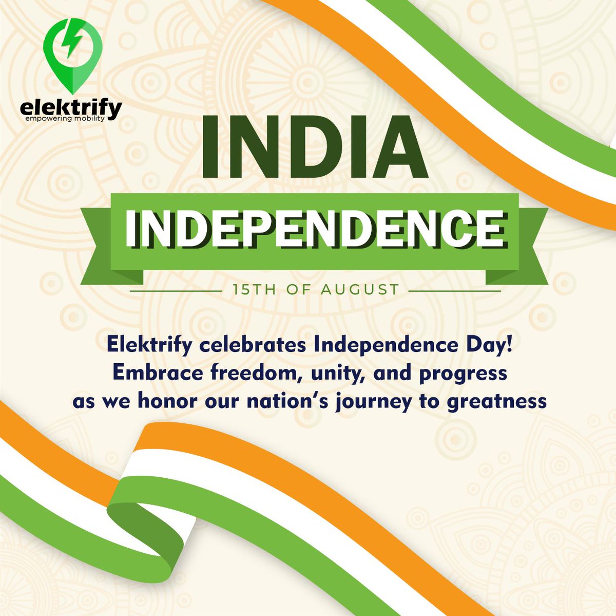 ElektrifyApp's tweet photo. Elektrify celebrates Independence Day!
Happy Independence Day from Elektrify! 
#ElektrifyIndependenceDay
Elektrify - . Download Android App: https://t.co/k4DnIkORXL
Website: https://t.co/Nd2K8M8Ijj
#Elektrify #EVChargingStation #indipendenceday  #freedom #HappyIndependenceDay https://t.co/qiGBuKsBHb