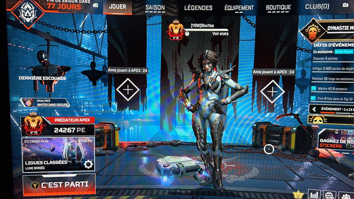 Pred 70 eme Xbox Saisons 18 solo Q et quelle que fois en trie stack Go dans le top 10-20 pred Xbox ?? <a href="/_ApexStatus/">Apex Legends Status</a> <a href="/LftRanked/">LFT_Ranked_ApexLegends</a>