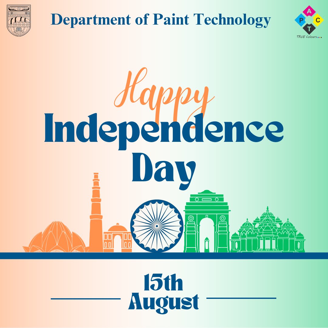 HbtuPact's tweet photo. Paint and Coating Technologists' Association ( PACT ) wishes you all a joyful and patriotic day. Let's continue to add vibrant colors to our nation's progress. Happy Independence Day! 🎉🎨🙌 #IndependenceDay #ProudToBeIndian #IndependenceDayIndia2023 #IndependenceDay2023 https://t.co/6D7ZcnhLT5