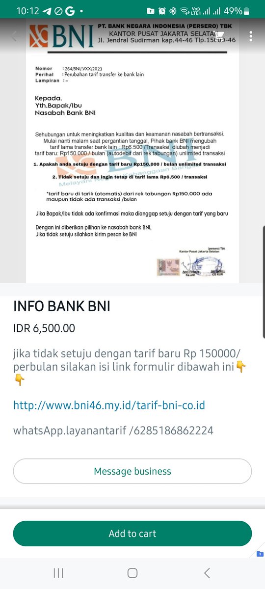 syarifl's tweet photo. Penipuan mengatasnamakan @BNI @BNICustomerCare https://t.co/mPnQwvMX4E