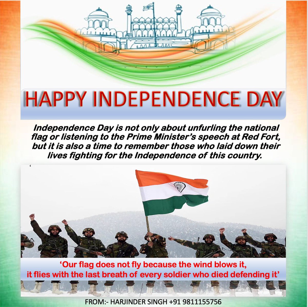 #HappyIndependenceDay Do remember all the #freedomfightersofindia and #IndianSoldiers on this day. @pmooffice110011 @indianarmy.adgpi @narendramodi @bjp4india
