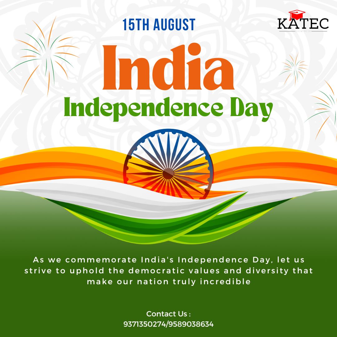 KATEC__Official's tweet photo. Happy Independence Day 🇮🇳✨

@KATEC__Official 

#happyindependenceday #independencedayindia #aptitudetraining #softskillstraining #gktoday #currentaffairs #katec #amitkshirsagar #mbacoaching #mbaentrance #mbacolleges #prepexamweek #punekar #coachinglife  #coaching #catcoaching https://t.co/Q2Q8giRcla
