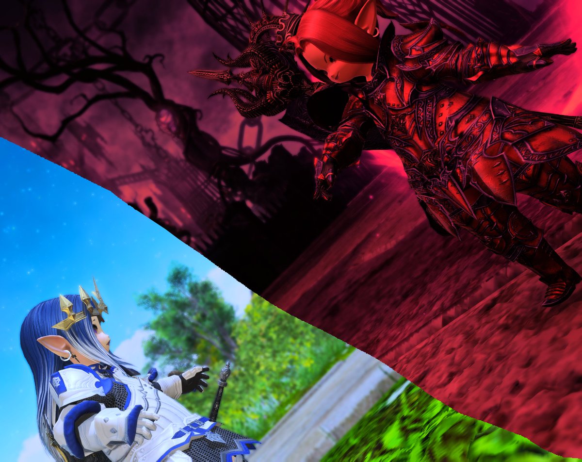 AppleAnklebiter's tweet photo. Day 11 Light/Dark #AuAugust 
I am thou. Thou art I. The only thing that seperates us is dimensions. A Barrier more easily crossed than you'd think. Pray I do not meet you, it will be your worlds end.
#gpose #GPOSER #FFXIV https://t.co/R0CY5PuhZh