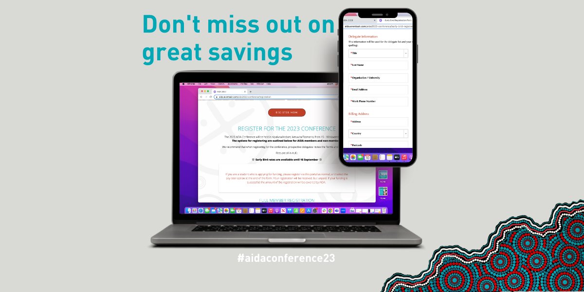 AIDAAustralia's tweet photo. ⏰ There is only ONE MONTH LEFT on bird registration rates for AIDA Conference 2023! ⏰
🔗 Click the link below to register today
https://t.co/EgpqXwLqjW
See you in nipaluna!
#aidaconference23 #indigenousdoctors https://t.co/ePBH9tTNA7