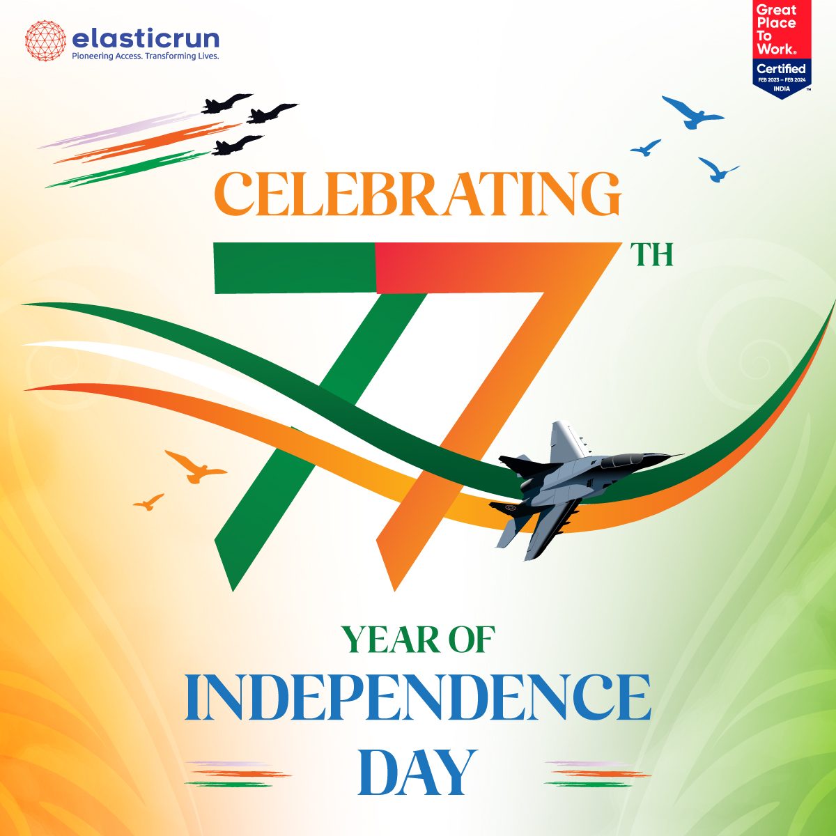 elastic_run's tweet image. Happy Independence Day!

#independenceday2023 #azadikaamritmahotsav #Pioneeringaccess #transforminglives #NetworkOfPossibilities