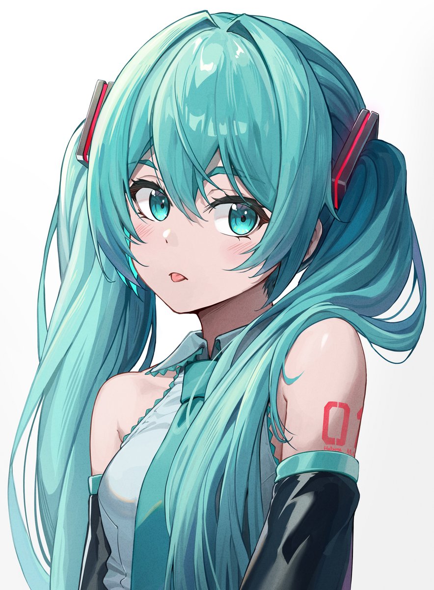 hatsune miku 1girl solo long hair twintails tongue necktie tongue out  illustration images
