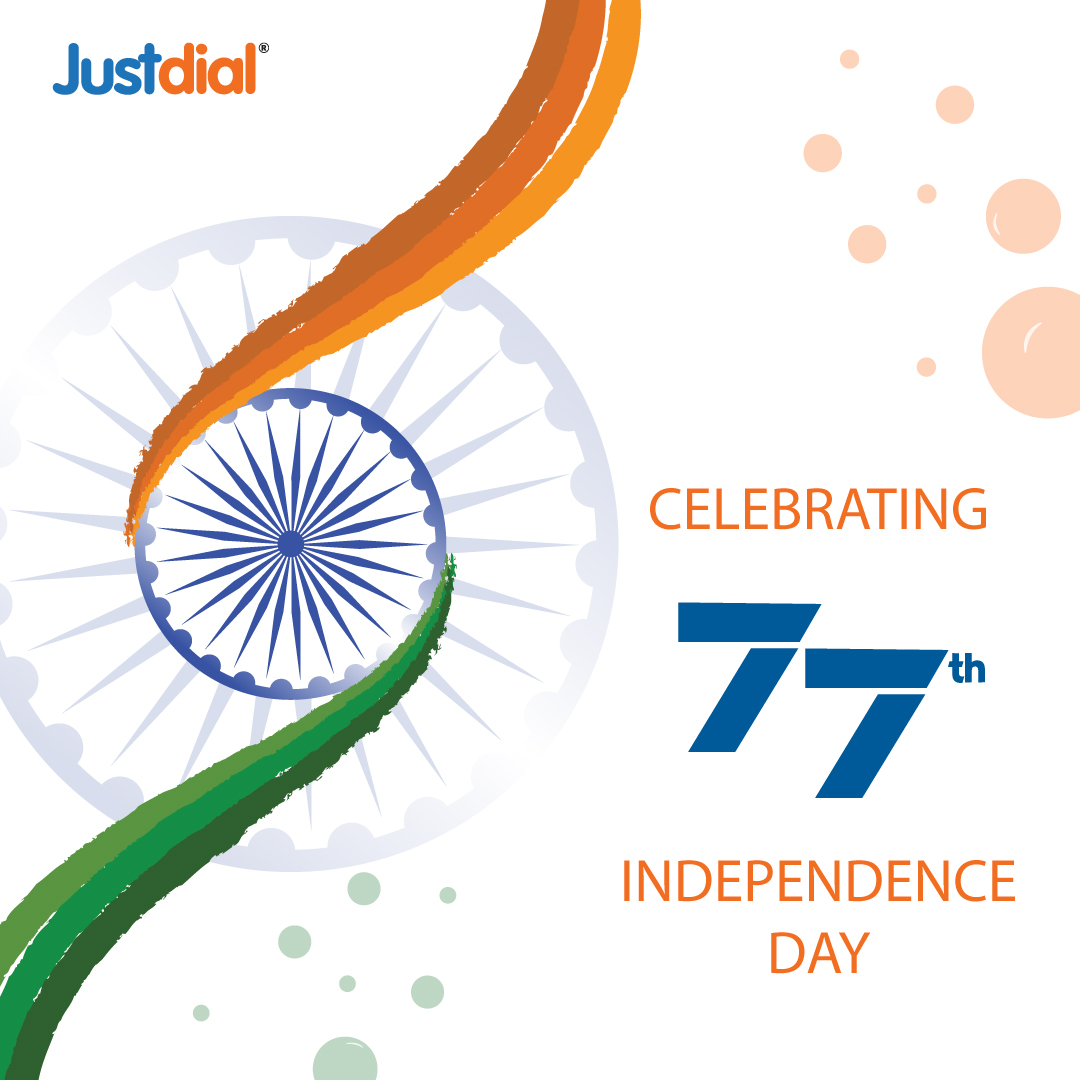 Justdial wishes everyone on the 77th Independence Day. #JaiHind #india #IndependenceDay #independenceday2023