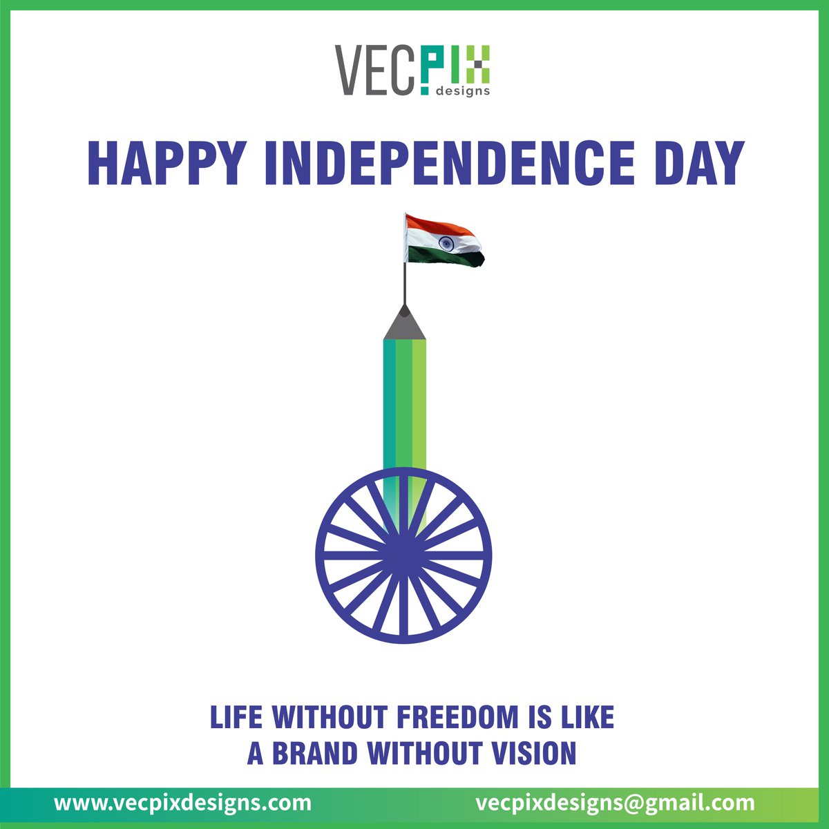 VecpixDesigns's tweet photo. "LIFE WITHOUT FREEDOM IS LIKE A BRAND WITHOUT VISION"

HAPPY INDEPENDENCE DAY

#independenceday #india #15thaugust #jayhind #gravureprinting #packagingdesign #pouchdesign #design https://t.co/RskftSTYzW