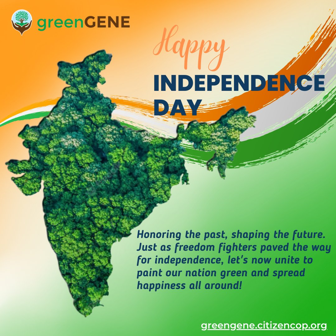 greenGENEIndore's tweet photo. Happy Independence Day!🇮🇳
 
Join us to make India greener habitat. 💚🌱

#independenceday #77thindependanceday #freedomfighters #salue #nation #india #tagtrees #happyindependenceday #patriot #vandematram #nationalflag #greenindia https://t.co/2Dm05Km2jH