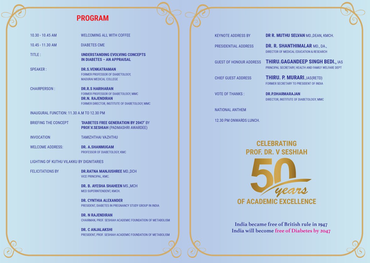 Dipsi2023's tweet photo. Celebrating Prof V Seshiah 50 Years of Academic Excellence
Govt Kilpauk medical college Chennai
Inaugurating Prof Seshiah Academic Foundation for Metabolism
#DIPSI #RSSDI @FIGOHQ @MoHFW_INDIA @DrJitendraSingh @DSeshiah @DiabetesAsiaOrg @fogsiofficial https://t.co/MgBZS0uu90