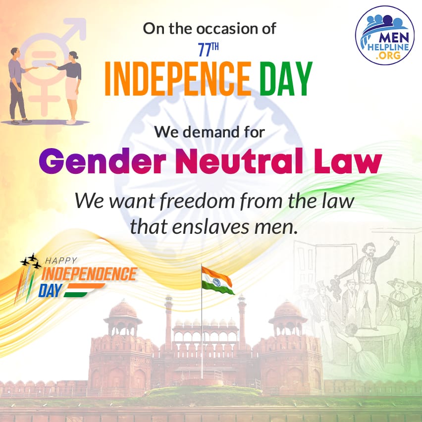 menhelpline's tweet photo. #BhartiyaNyaySanhita has not done Justice with men, it see Men as Reasons, and trying hards to punish Men at every step for every reason.

We want freedom from the law which enslaves Men.

#mensrights #MenToo #IndependenceDay #स्वतंत्रता_दिवस #15august2023 #CrPCAmendmentBill https://t.co/5DfR5xeuqo