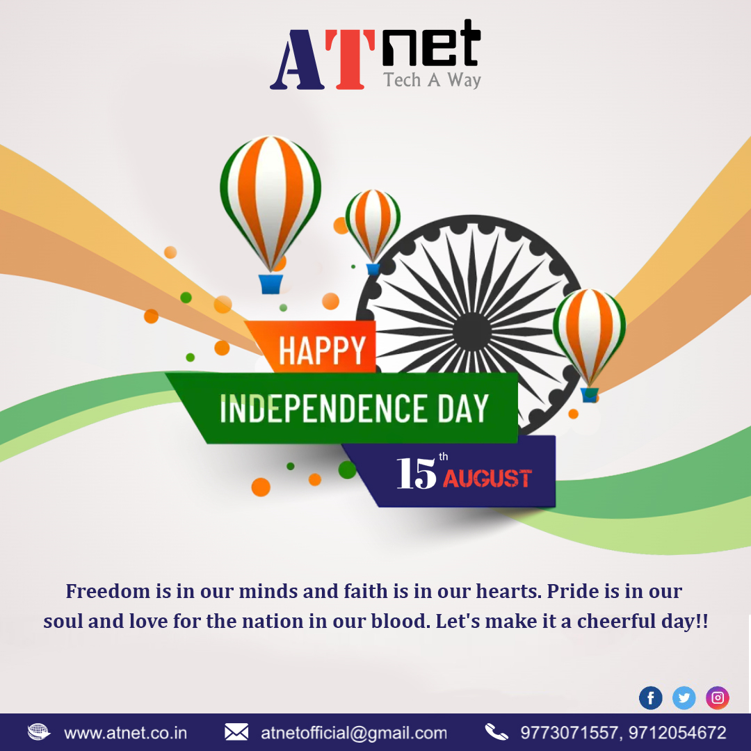 ATnetofficial's tweet image. Let's salute our great nation on its Independence Day!
atnet.co.in
#atnet #atnetofficial #itcompany #IndependenceDay2023 #IndependenceDay #IndependenceDayIndia #15august2023 #77thIndependenceDay #Indians #HarGharTiranga