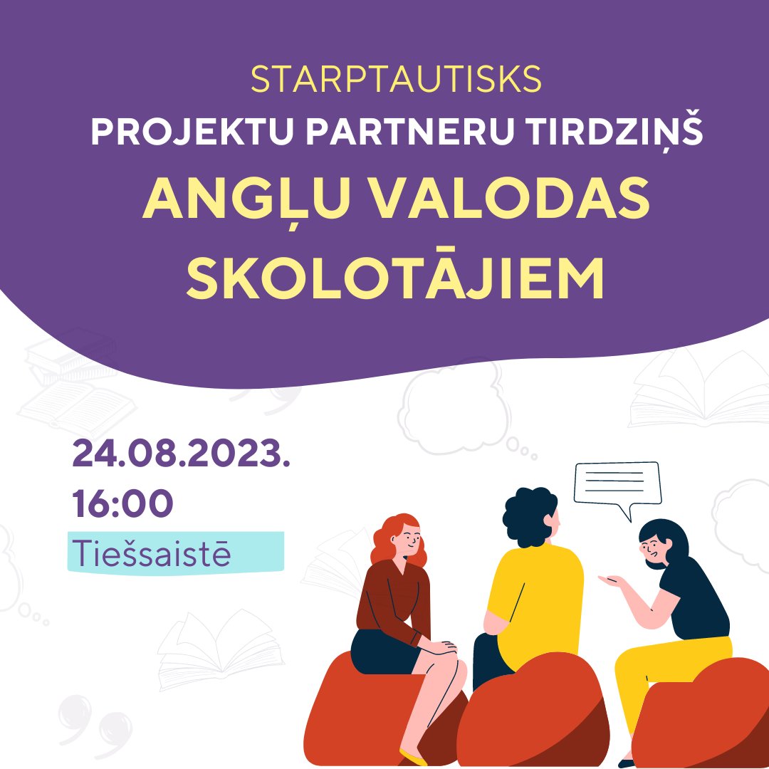 ❗️ Pēdējā diena, lai pieteiktos ❗️
Vēl šodien ir iespējams pieteikties kādam no starptautiskajiem tirdziņiem, kuri norisināsies augusta beigās.

📍 Angļu valodas skolotājiem 👉 ej.uz/etw-tirdzins5
📍 6.-9. klašu skolotājiem 👉 ej.uz/etw-tirdzins6