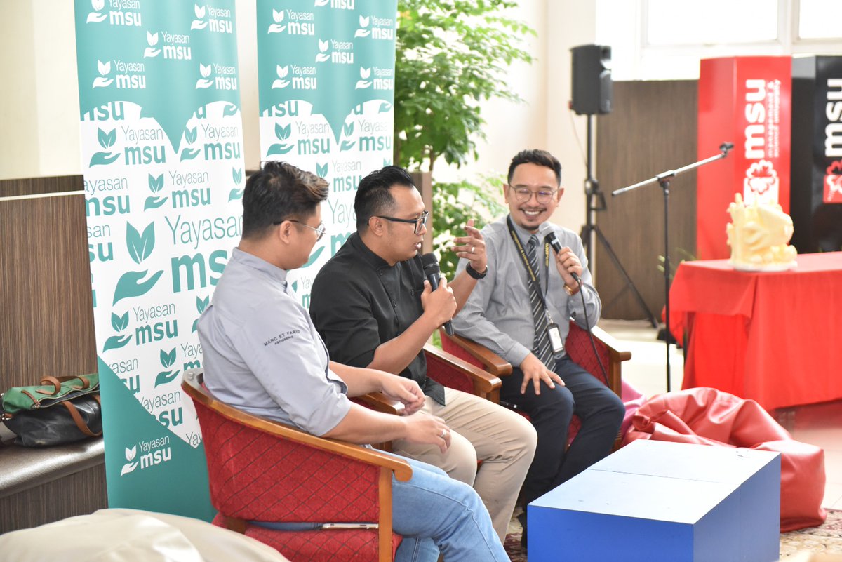 MSUmalaysia's tweet photo. #MSUmalaysia is proud to have its alumnus, Shafique Shazwan (Bachelor in Patisserie Arts (Hons)), Senior Baker at Marc et Farid Patisserie, and Muhammad Firdaus Mohd Razi (Diploma in Culinary Arts), Managing Director of Modernecks, share their insights on the culinary industry. https://t.co/eOYUaToHZp