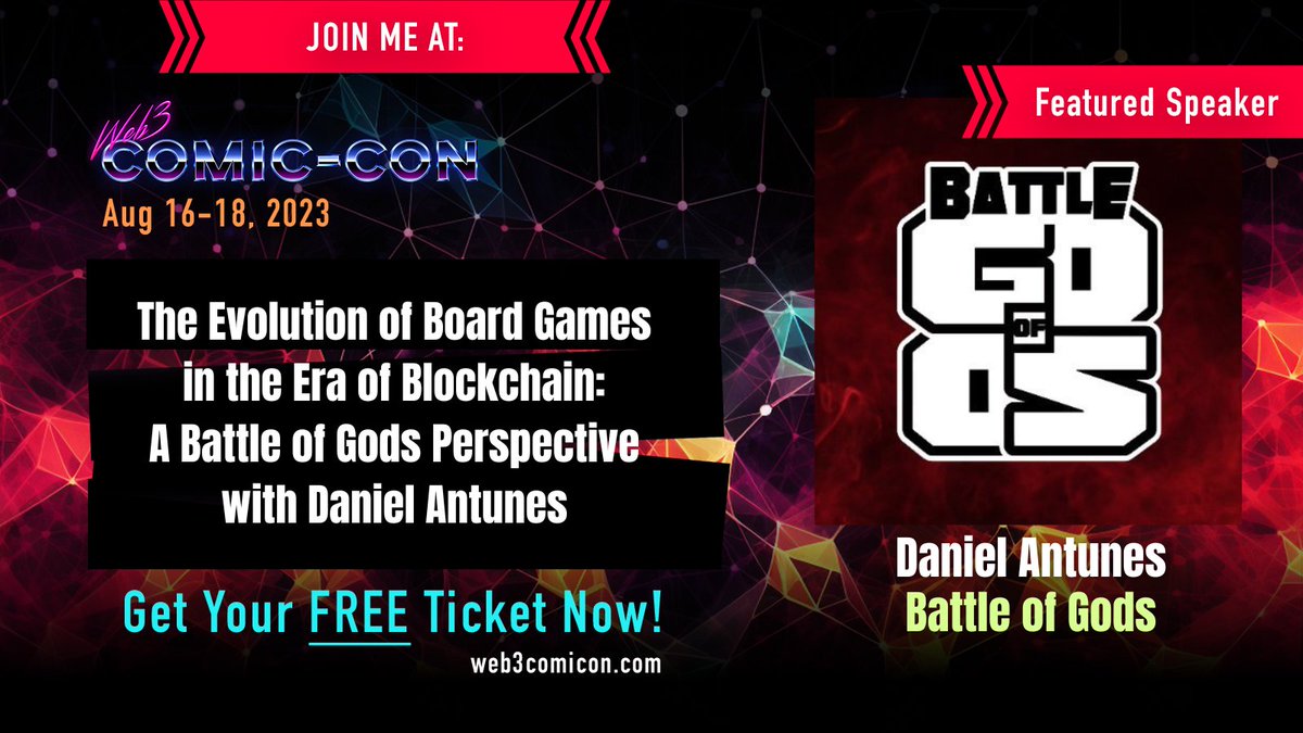 begods_games's tweet photo. @web3comicon is coming!
Godspeed to all the participants on #web3comicon Let's make this #web3summer hot! Tune on the 16th for the AMA with Daniel @BattleofGods_io
๐ฑEmbrace destiny, for immortality awaits!๐ฑ
#BattleofGods #Board2Block #NFTGaming https://t.co/52MUN0LeFj