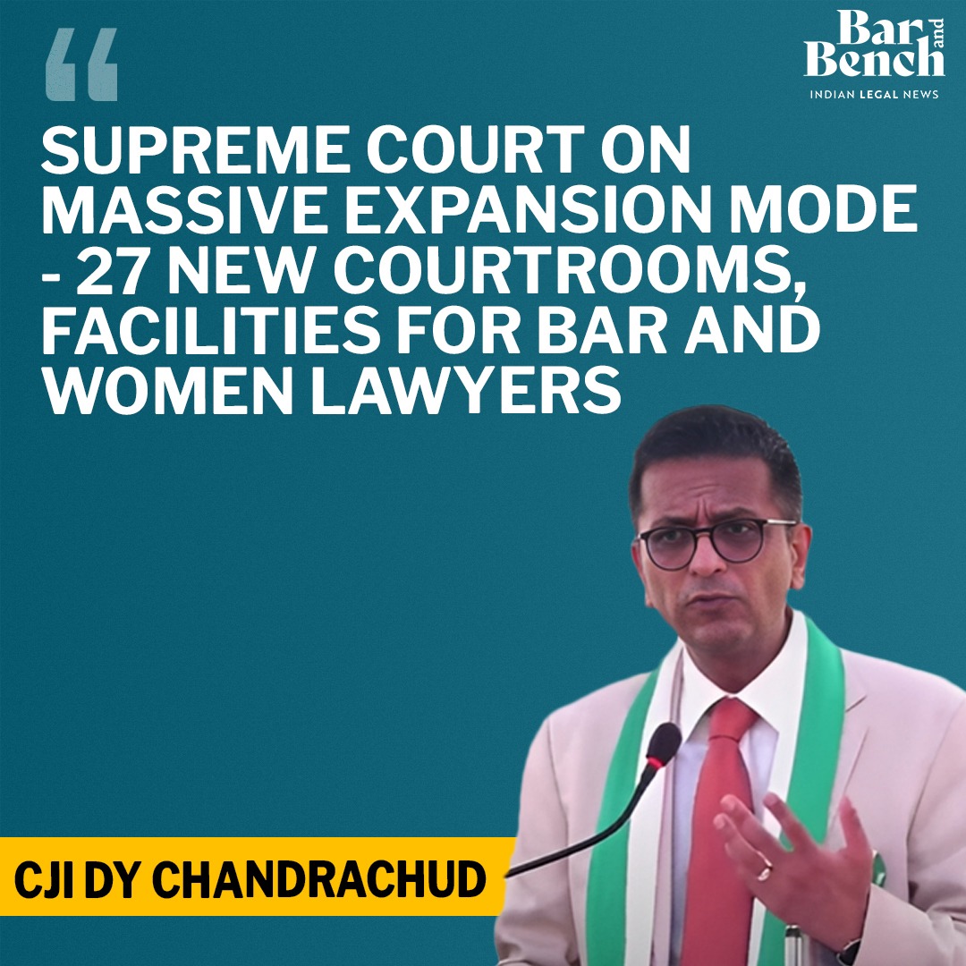 Supreme Court on massive expansion mode - 27 new courtrooms, facilities for bar and women lawyers: CJI DY Chandrachud

Read more here: tinyurl.com/mvy5ch4b