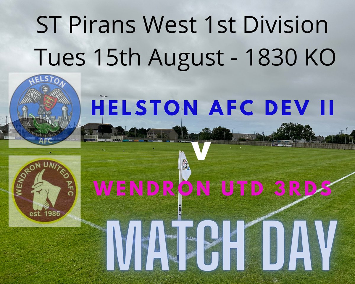 🟦⬜️🟦 𝗠𝗔𝗧𝗖𝗛 𝗗𝗔𝗬  🟦⬜️🟦

All support welcome! 

🆚 <a href="/WendronUtdAFC/">Wendron United AFC</a> 3rds 🐐
🏟️ Kellaway Park, TR13 8PJ
⚽️ ST Pirans West Div 1
⌚️ 18:30

#NextGen #NewEra #COYB 

@hafc_bluesfood <a href="/swsportsnews/">South West Sports News</a> <a href="/sportscornwall/">Cornwall Sports Media</a> <a href="/HelstonAFC/">Helston Athletic FC</a>