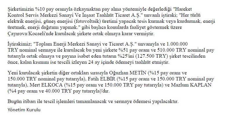 #hktm 
Şirketin Avrupa ve Amerika piyasası için yaptığı Almanya yatırımı 
Doosan Group Robotik anlaşması
Proveedora Robotik Distiribitörlük anlaşması
Otomasyon sistemlerin bakımını gerçekleştiren HKSM ve Güneş enerjisi kurulum mühendislik için Toplam Enerji Merkezi ortaklığı