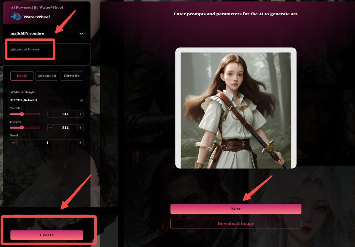 Artgo_AI's tweet photo. Three Steps for AI-Aided Art Creation supported by #Artgo:
1⃣Enter prompts (keywords) separated by commas.
2⃣Click Create.
3⃣View your artwork. If not satisfied, click Create again.
Now you have your art! ✨✨Click Next to mint it into an NFT.
#AIGC #NFT https://t.co/W2NRHmcvh2