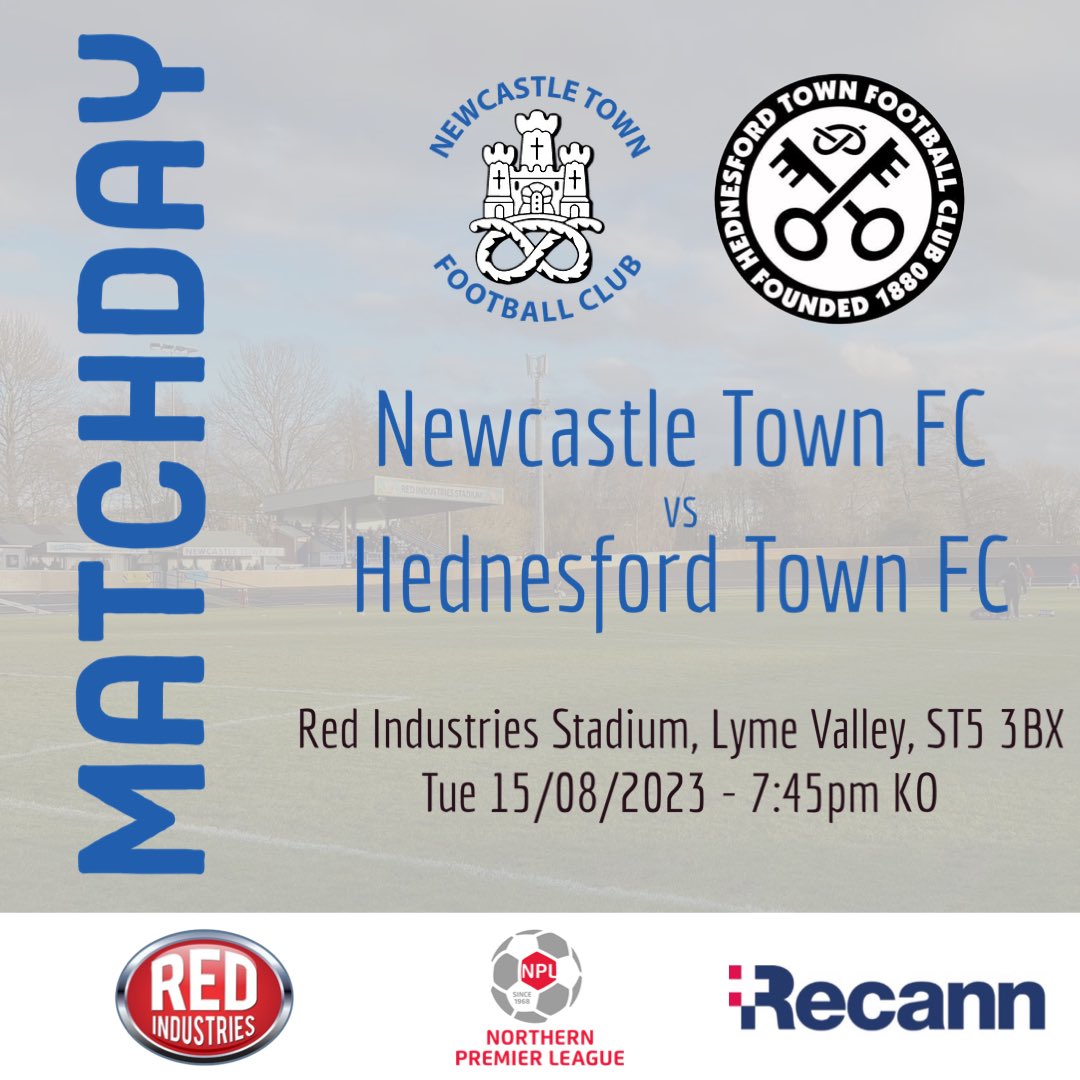 🔵⚪️ | IT’S MATCHDAY!

🆚 <a href="/Hednesford_Town/">Hednesford Town FC</a> 
📆 Tuesday 15/08/2023
⏰ 7:45pm kick-off
🏟️ Red Industries Stadium, ST5 3BX
🏆 <a href="/NorthernPremLge/">The Pitching In Northern Premier League</a> 
💷 £10 adults, £6 concessions
🍔🍺 Café and bar open