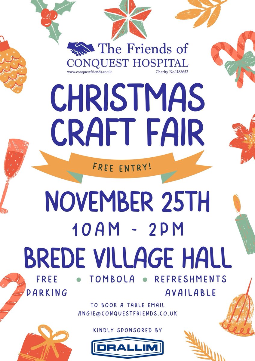 Our next craft fair is now confirmed! If you're a crafter and would like to book a stall, please email angie@conquestfriends.co.uk. If you're a browser or buyer, pop it in the diary!