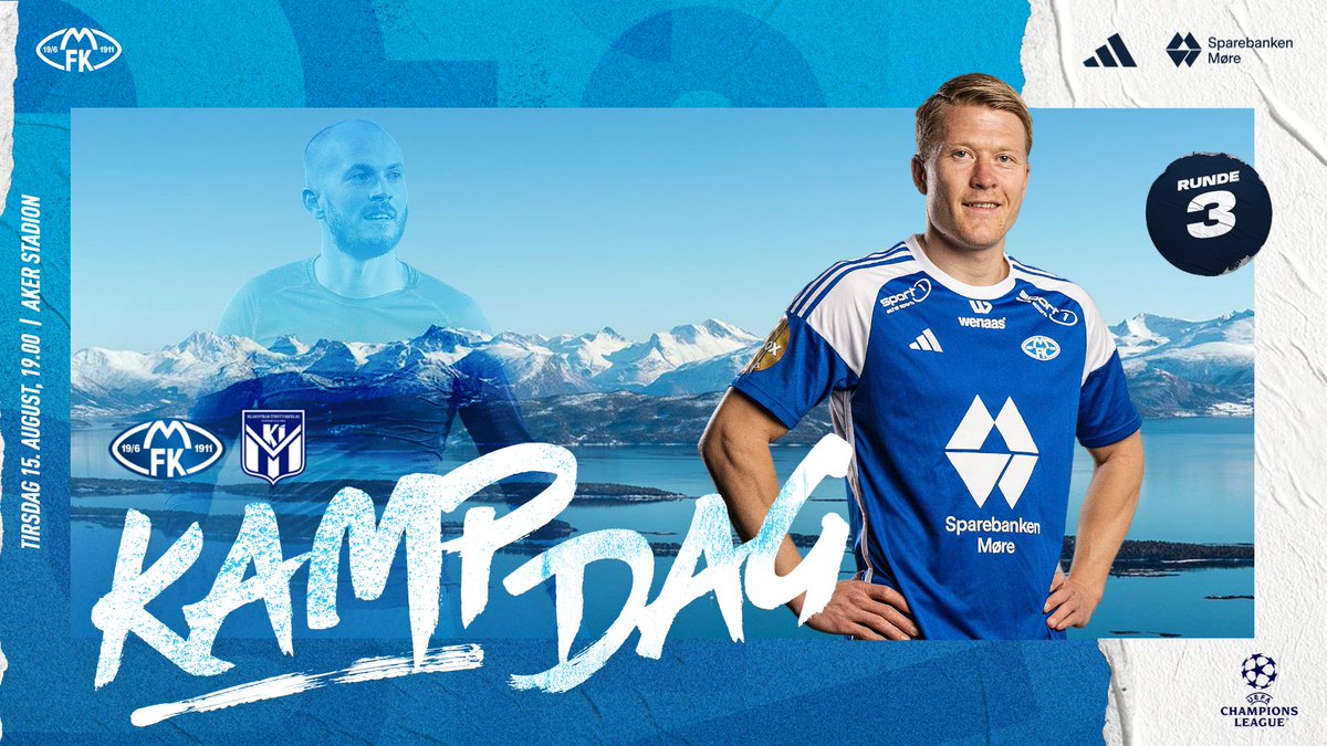 𝗞𝗔𝗠𝗣𝗗𝗔𝗚 ✨

🌍 3. Kvalifiseringsrunde, Champions League
🆚 KI Klaksvik
🕖 19.00
🏟️ Aker Stadion
🎟 moldefk.no 
🎥 Rbnett+ &amp; VG+

Endelig er dagen her! Kom igjen, Molde! 💙