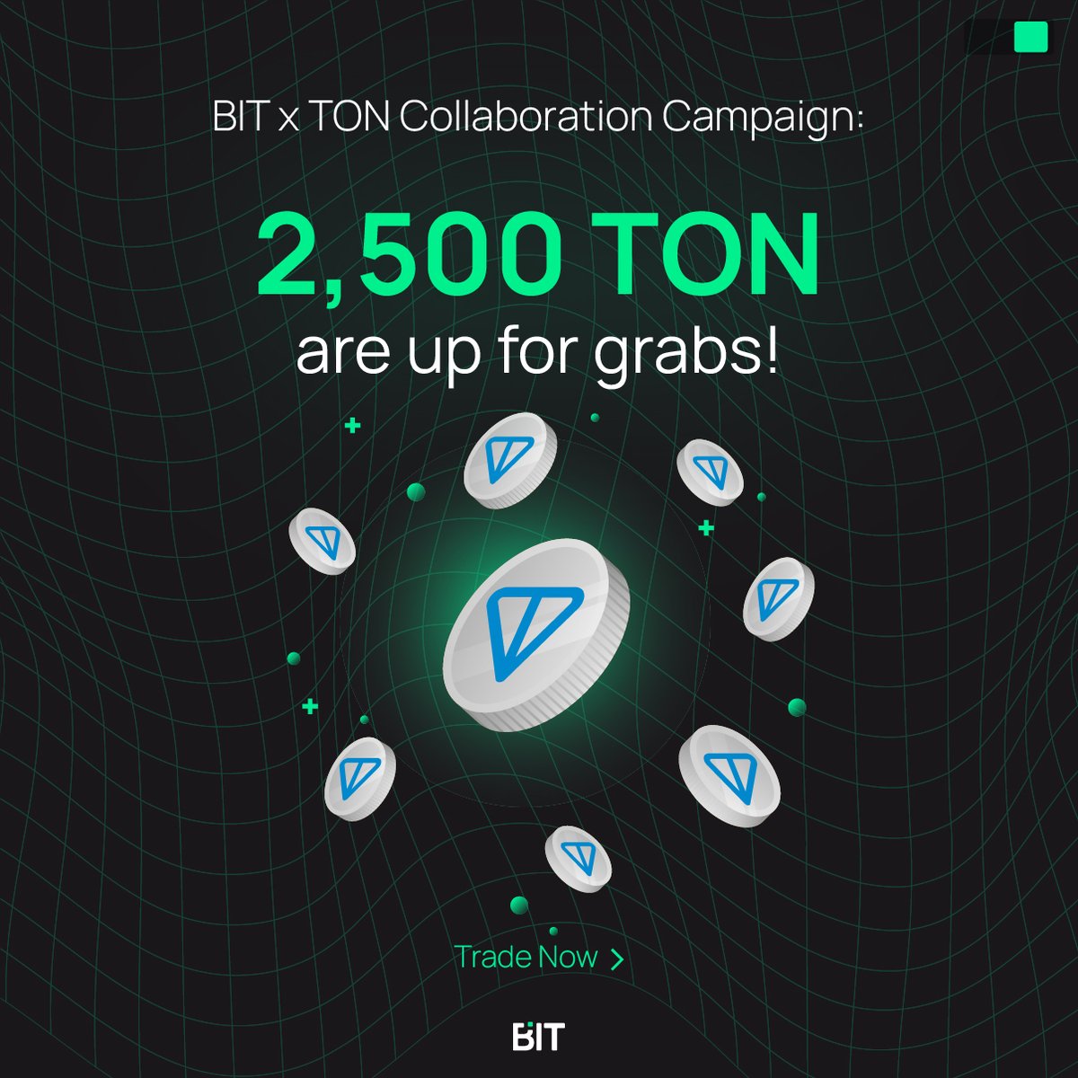 💰Special: 2500 $TON in Rewards❗ 

🗓️ Aug 15 - Sep 15

1️⃣ Prize pool of 2200TON
🔸Trade TON with at least $1.5K on spot/ $3K on derivatives💰 

2️⃣ 300TON Giveaway
🔸Join the BIT TG group with the designated link &amp; earn 20TON each

More 👉 bit.ly/3QHys3o
<a href="/ton_blockchain/">TON 💎</a>