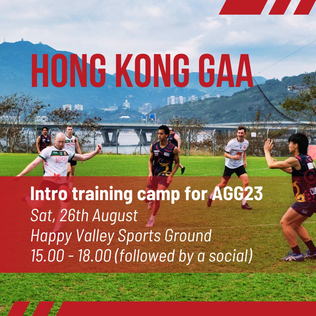 Ireland in Hong Kong (@irelandinhk) on Twitter photo 📢Join <a href="/HK_GAA/">Hong Kong GAA</a> for the #AGG2023 prep!
Date: Sat, 26 Aug
Time: 3-6pm (casual social afterwards)
Location: Happy Valley
All levels welcome including new players. Registration to play in the Asian Gaelic Games in Malaysia on 16-17 Sept is still open! <a href="/GAAAsia/">Asian County Board</a> 📢Join <a href="/HK_GAA/">Hong Kong GAA</a> for the #AGG2023 prep!
Date: Sat, 26 Aug
Time: 3-6pm (casual social afterwards)
Location: Happy Valley
All levels welcome including new players. Registration to play in the Asian Gaelic Games in Malaysia on 16-17 Sept is still open! <a href="/GAAAsia/">Asian County Board</a>