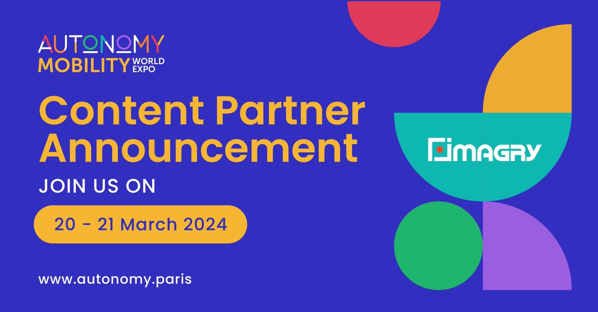 We are thrilled to announce that @ImagryCo is participating at the AUTONOMY MOBILITY WORLD EXPO 2024 as Pavilion Partner. Join us to collaborate, share ideas, and shape the future of Mobility on March 20-21, 2024. Learn more about the event here ➡️ amwe.world