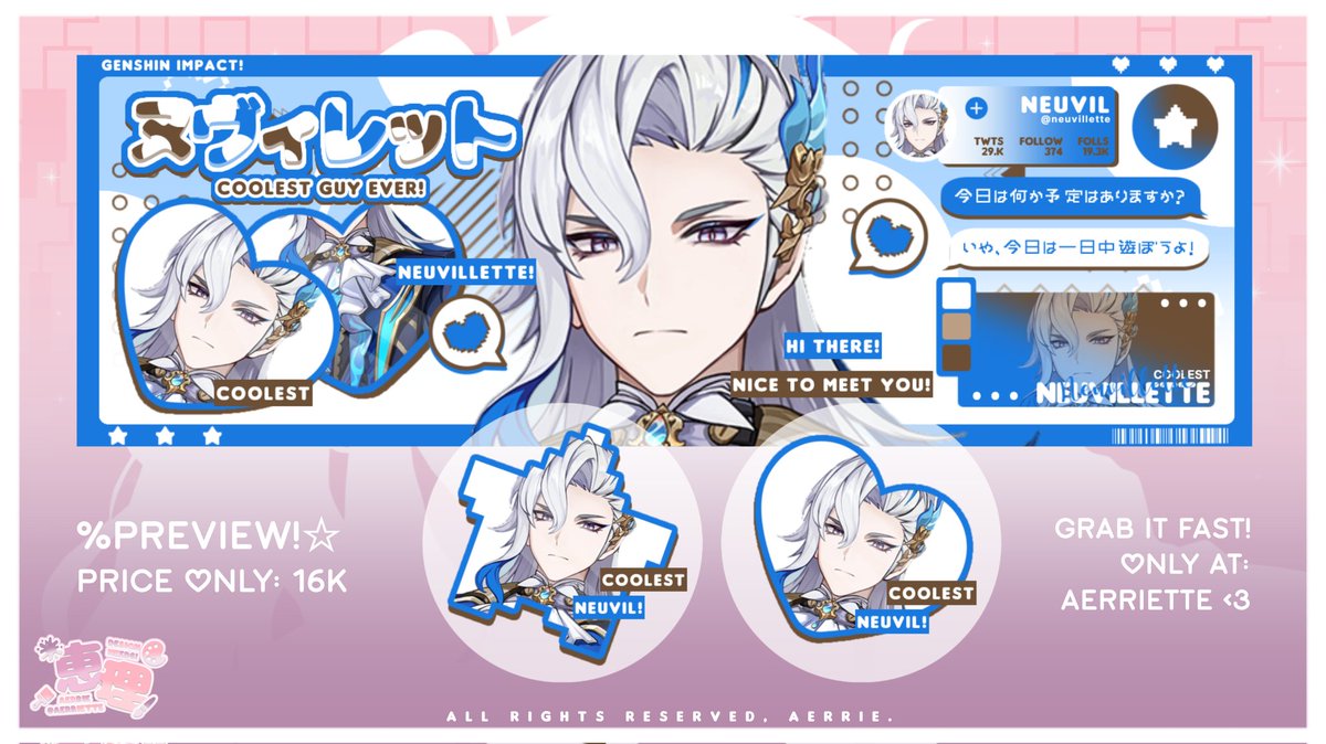 aerriette's tweet photo. ✮. rts are highly appreciated! ໒꒰ྀི´ ˘ ` ꒱ྀིა

hi, aerrie punya rs neuvillette + wriothesley, no booking fee, harganya tertera di foto dan bsa ditake dri skrg! yuk jajan biar gachanya makin wangy 😗

#zonaba #zonauang https://t.co/93MeH6Ln5k