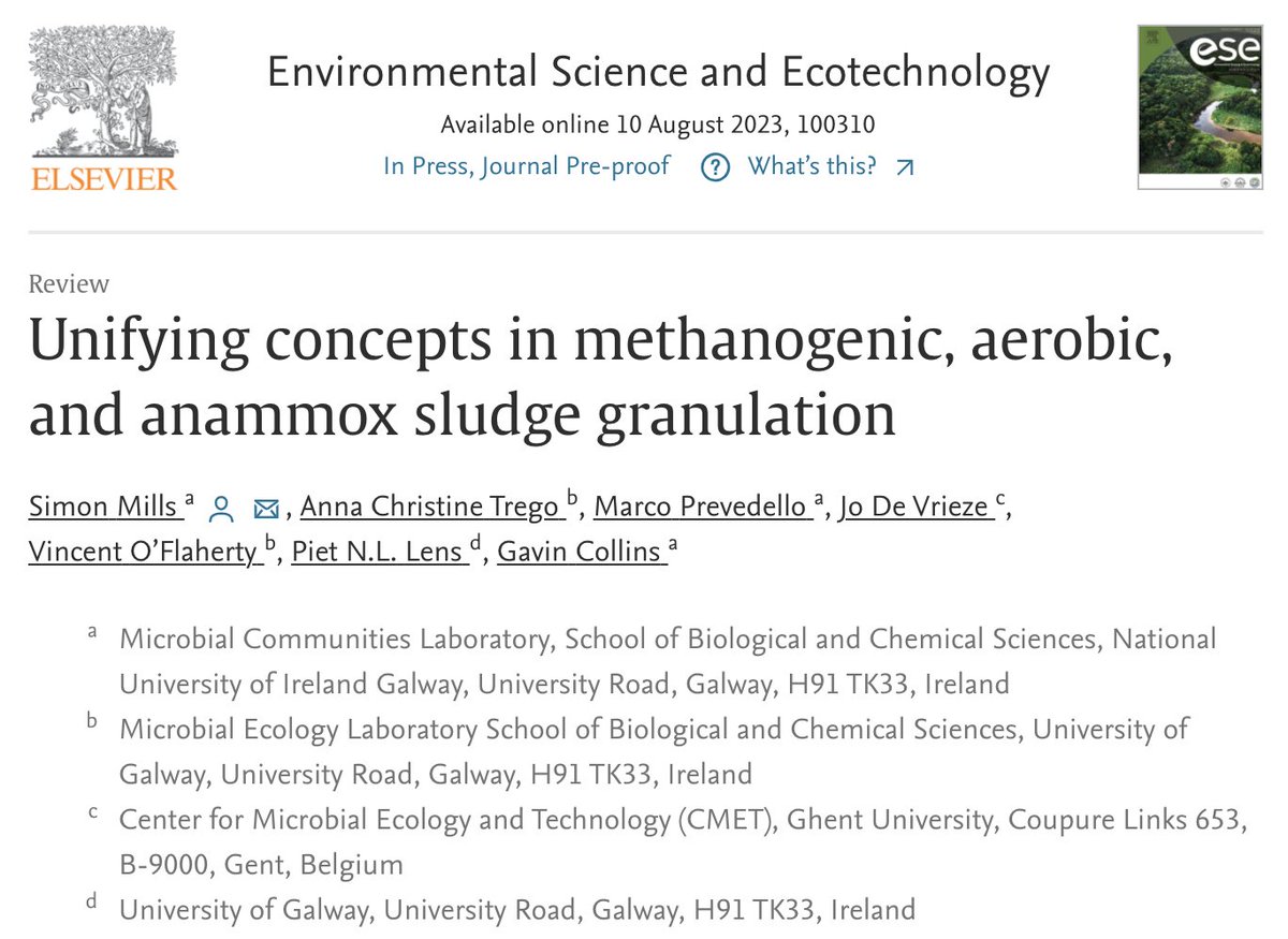 Environmental Science and Ecotechnology (@esejournal) on Twitter photo ESE's latest review summarizes the granulation mechanisms of methanogenic, aerobic, and anammox granular sludge. #OpenAccess
<a href="/Galway_Microbes/">Microbial Communities Lab🇮🇪🇪🇺🇪🇸🇺🇸🇮🇳et al</a> <a href="/CMET_UGENT/">CMET</a> <a href="/Preve92/">Marco Prevedello</a> <a href="/voflab/">O'Flaherty Lab</a> <a href="/JoDeVrieze/">Jo De Vrieze</a> @ietsbio3 ESE's latest review summarizes the granulation mechanisms of methanogenic, aerobic, and anammox granular sludge. #OpenAccess
<a href="/Galway_Microbes/">Microbial Communities Lab🇮🇪🇪🇺🇪🇸🇺🇸🇮🇳et al</a> <a href="/CMET_UGENT/">CMET</a> <a href="/Preve92/">Marco Prevedello</a> <a href="/voflab/">O'Flaherty Lab</a> <a href="/JoDeVrieze/">Jo De Vrieze</a> @ietsbio3