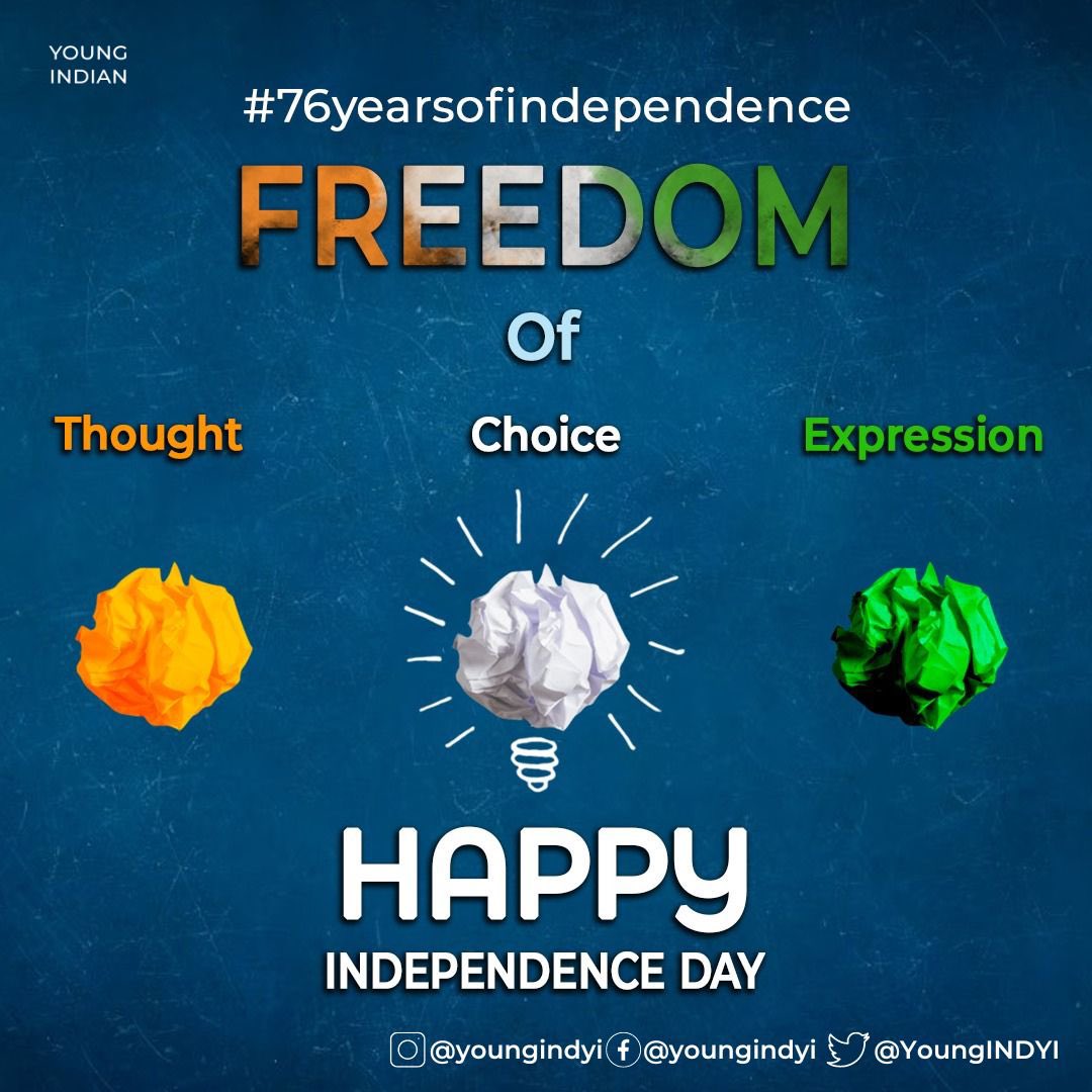 YoungINDYI's tweet photo. Celebrating the essence of #freedom on #IndependenceDay2023 ! Let's cherish the power of free thought, choice, and expression that our forebearers fought for. Let's nurture tolerance, embrace unity, and stride forward together. #HappyIndependenceDay #15August2023 #स्वतंत्रता_दिवस https://t.co/1zKmbctaBN