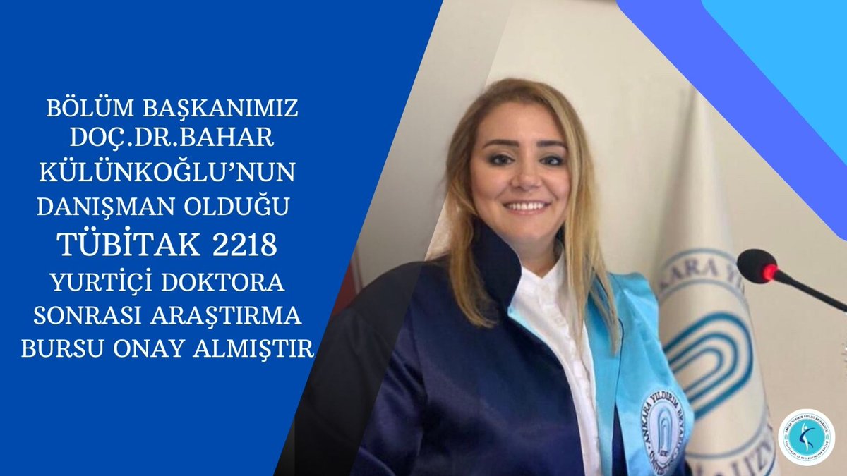 aybu_ftr's tweet photo. BÖLÜM BAŞKANIMIZ DOÇ. DR. BAHAR KÜLÜNKOĞLU’NUN DANIŞMAN OLARAK YER ALDIĞI
TÜBİTAK 2218 YURTİÇİ DOKTORA SONRASI ARAŞTIRMA BURSU ONAY ALMIŞTIR.
@baharanaforoglu https://t.co/VNOCHlF593