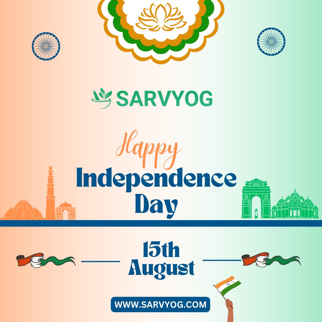 Happy Independence Day (15th August) to All- Sarvyog Ayurveda - sarvyog.com
#happyindependenceday #independenceday #sarvyog #sarvyogayurveda