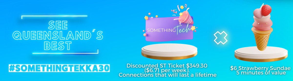 RiverCityLabs's tweet image. ✨🎡 As the EKKA showcases the best of QLD Farming and Agriculture, Something Tech. showcases the best of Emerging Technology! 🤖🌏

🍦Use the CODE: SOMETHINGTEKKA30 to get 30% OFF

🔥🎫Get Yours; bit.ly/3NV42sO

#ST23 #somethingtech #emergingtechnology #entrepreneur